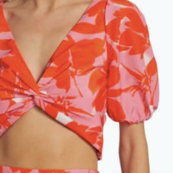ML Monique Lhuillier Printed Taffeta Crop Top 10 - Picture 6 of 10